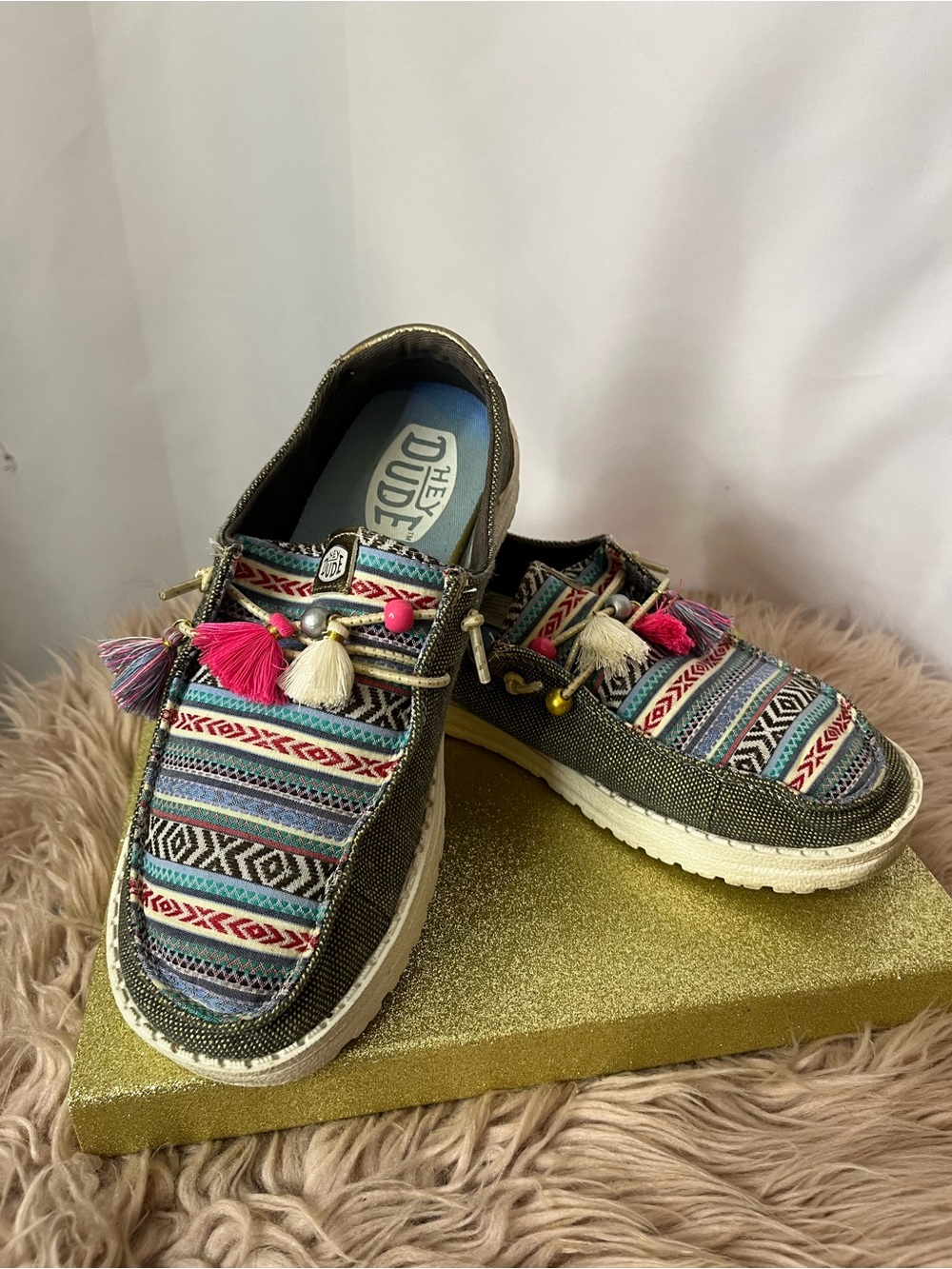 HEY DUDE Wendy boho slip-ons with beads and tassels